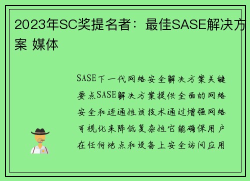 2023年SC奖提名者：最佳SASE解决方案 媒体