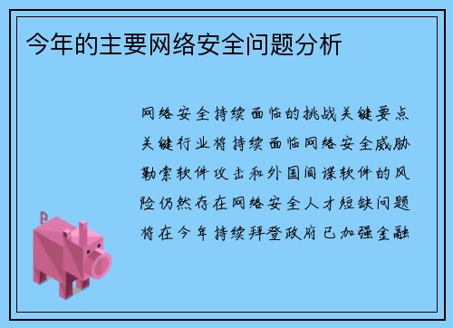 今年的主要网络安全问题分析 